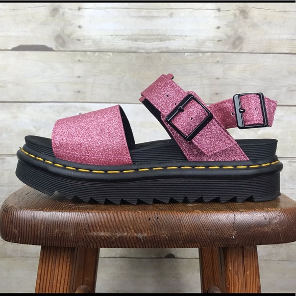 Dr. Martens | Shoes | Dr Martens Voss Pink Glitter Chunky Sole Sandals |  Poshmark